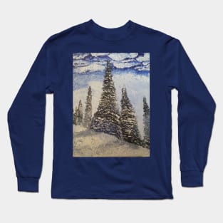 Winter Forest oil painting by Tabitha Kremesec Long Sleeve T-Shirt